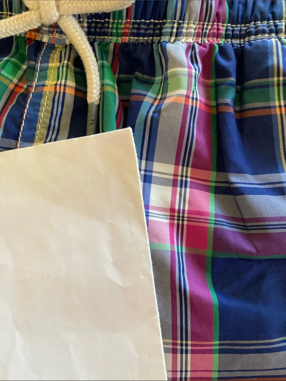 Boys Ralph Lauren Polo blue orange plaid swim shorts size 18 months